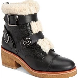 Coach Preston Shearling Moto Booties